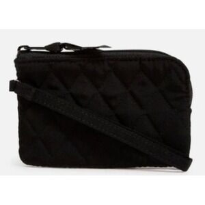 Vera Bradley RFID Zip-Top ID Case Classic Black Microfiber Quilted Wallet 37975